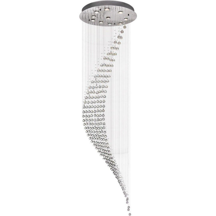 Chrome with Crystal Drop and Strand Rainfall Chandelier - LV LIGHTING