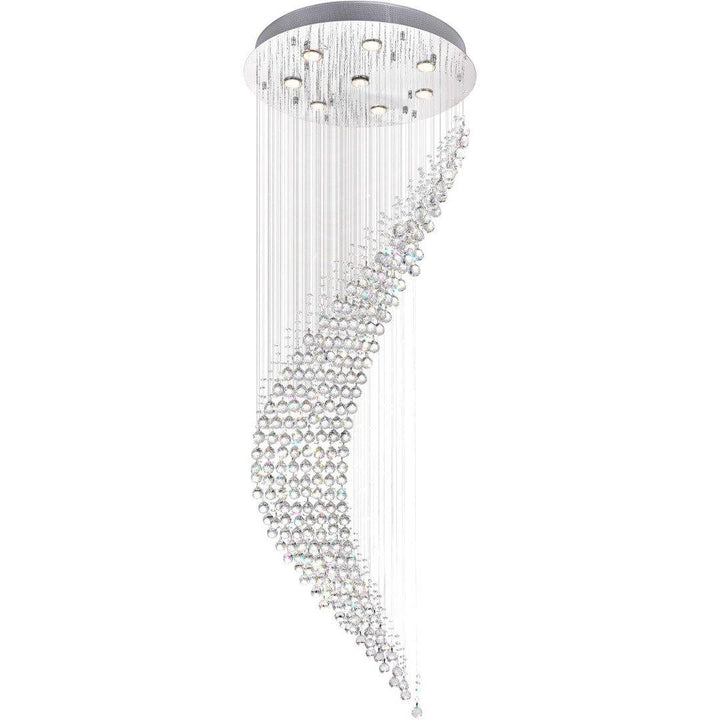 Chrome with Crystal Drop and Strand Rainfall Chandelier - LV LIGHTING