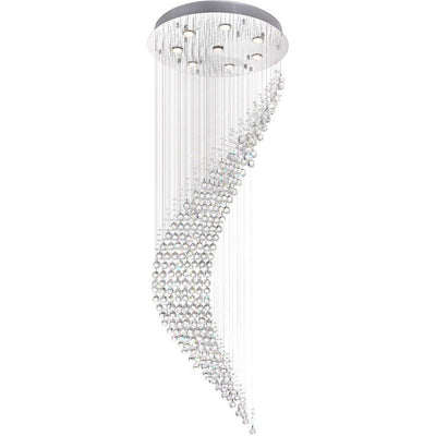 Chrome with Crystal Drop and Strand Rainfall Chandelier - LV LIGHTING