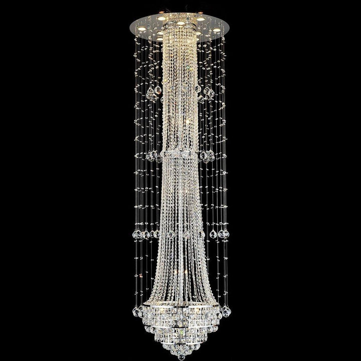 Chrome with Crystal Drop and Strand Chandelier - LV LIGHTING