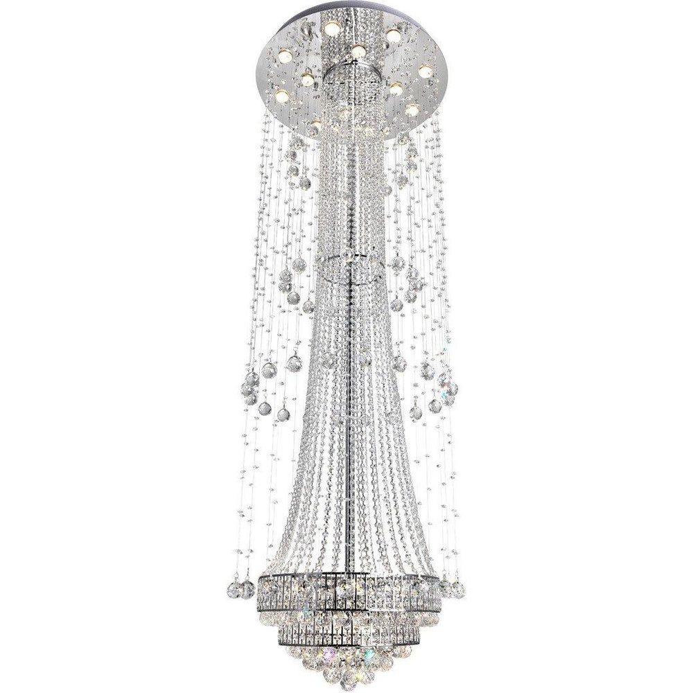 Chrome with Crystal Drop and Strand Chandelier - LV LIGHTING