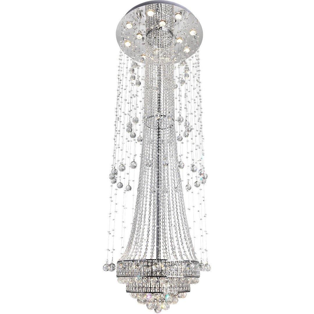 Chrome with Crystal Drop and Strand Chandelier - LV LIGHTING