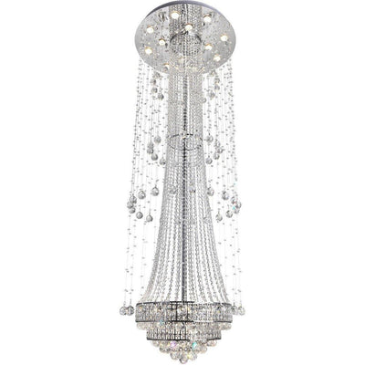 Chrome with Crystal Drop and Strand Chandelier - LV LIGHTING