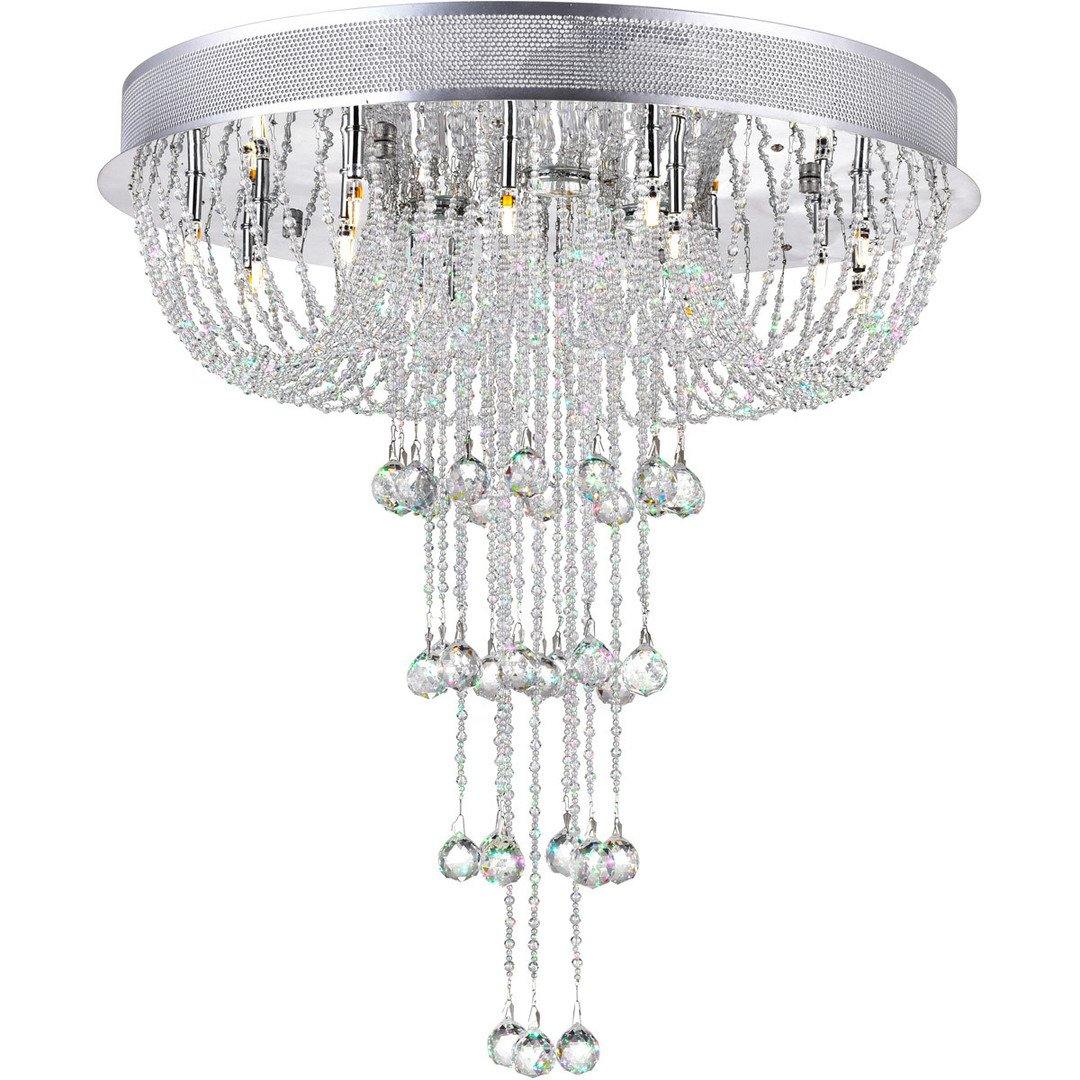 Chrome with Crystal Drop and Strand Round Chandelier - LV LIGHTING