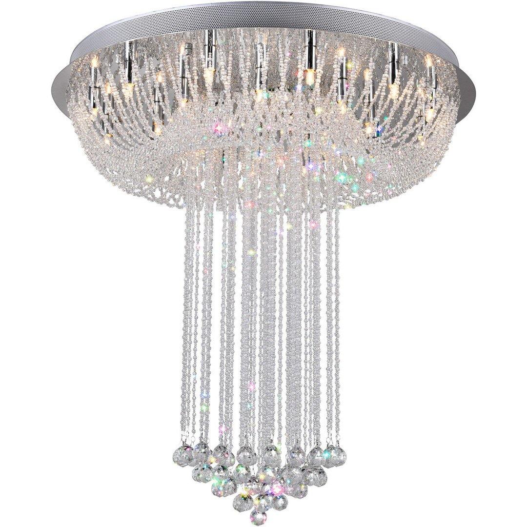 Chrome with Crystal Drop and Strand Round Chandelier - LV LIGHTING