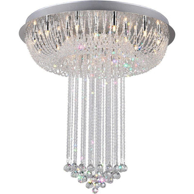 Chrome with Crystal Drop and Strand Round Chandelier - LV LIGHTING