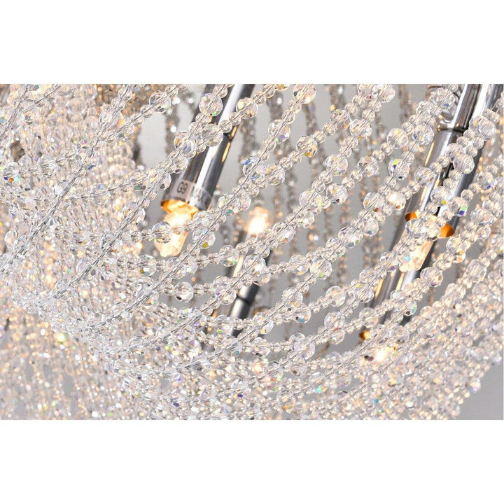Chrome with Crystal Drop and Strand Round Chandelier - LV LIGHTING