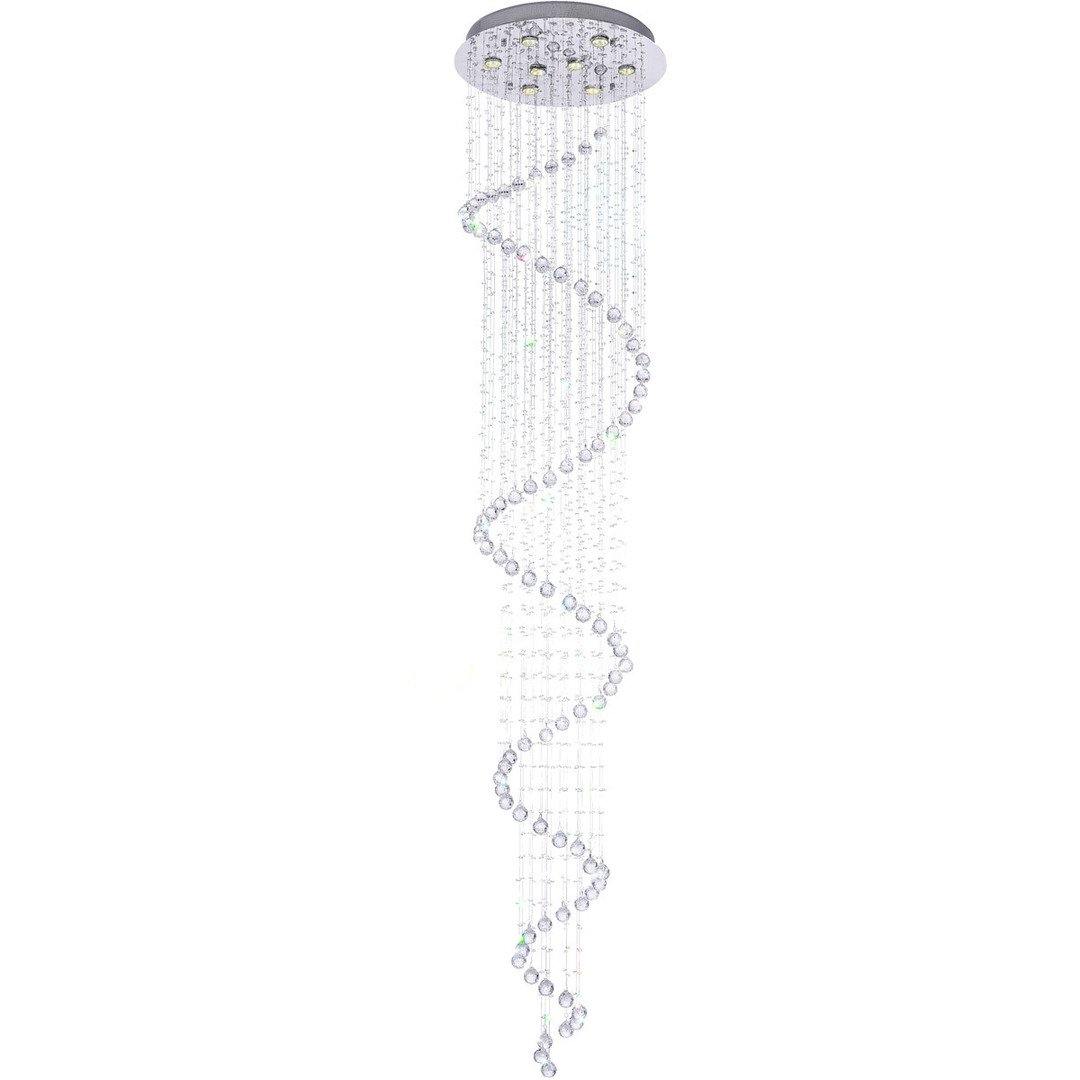 Chrome with Crystal Drop and Strand Spiral Chandelier - LV LIGHTING
