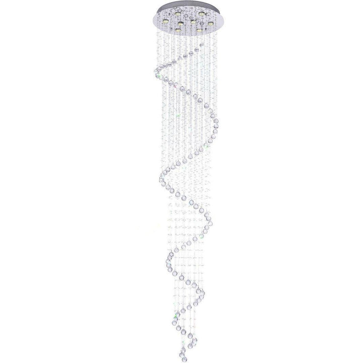 Chrome with Crystal Drop and Strand Spiral Chandelier - LV LIGHTING