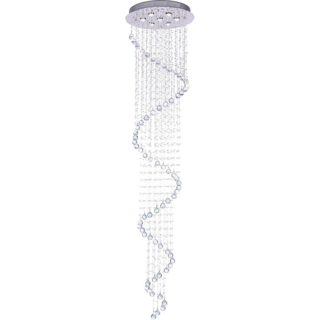 Chrome with Crystal Drop and Strand Spiral Chandelier - LV LIGHTING