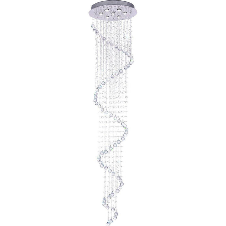 Chrome with Crystal Drop and Strand Spiral Chandelier - LV LIGHTING