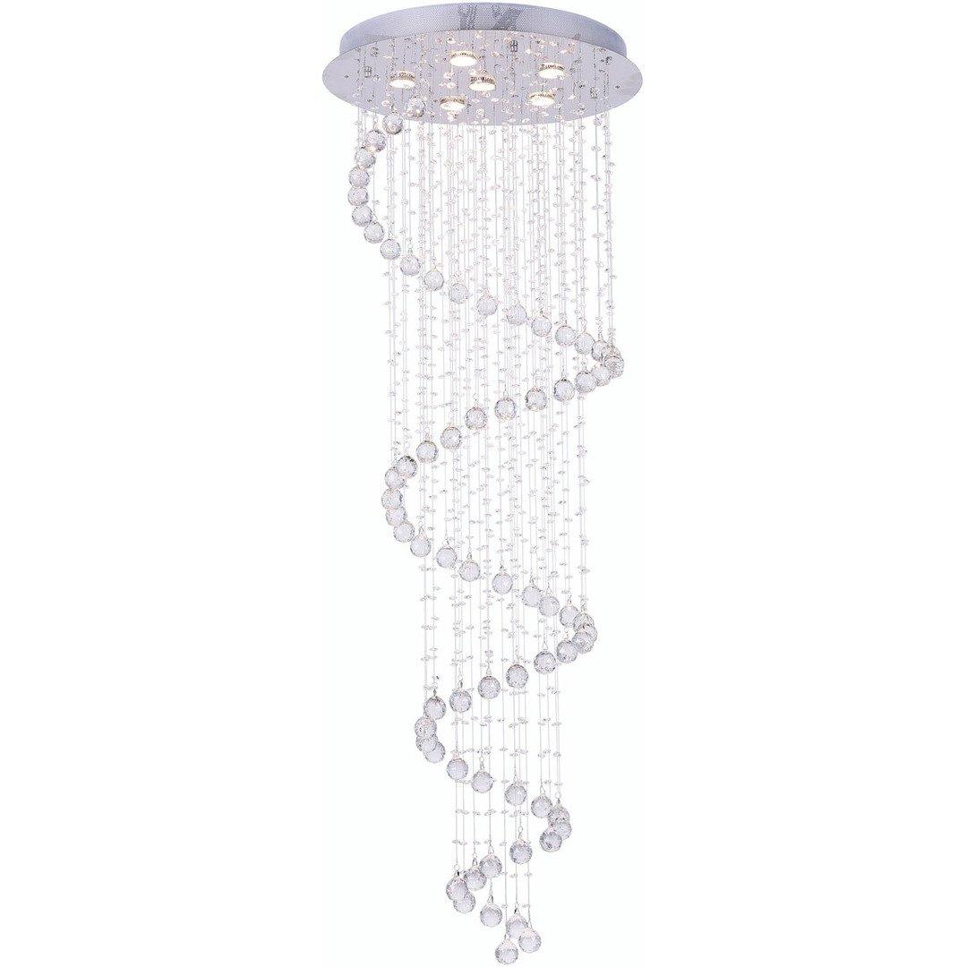 Chrome with Crystal Drop and Strand Spiral Chandelier - LV LIGHTING