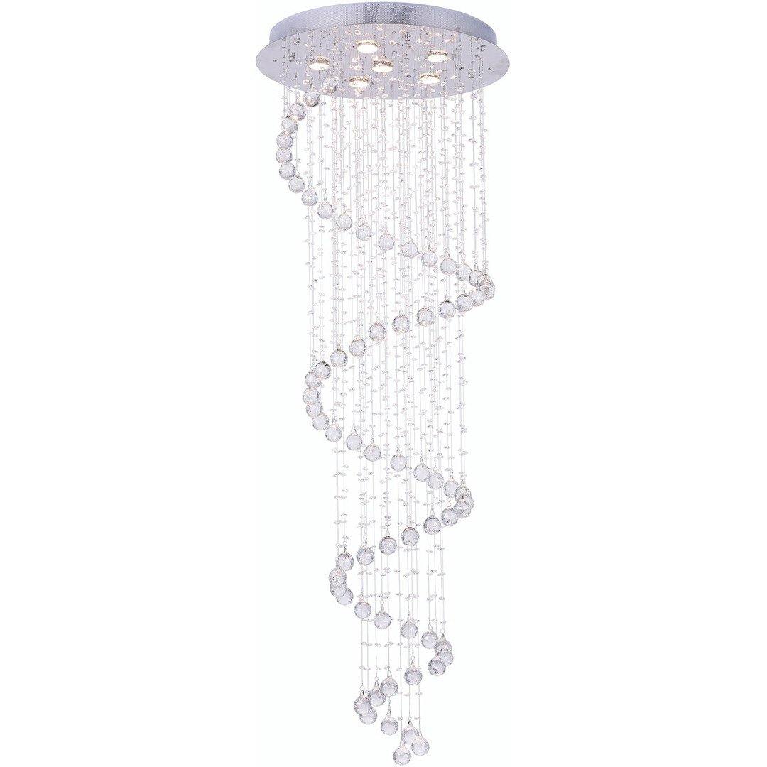 Chrome with Crystal Drop and Strand Spiral Chandelier - LV LIGHTING