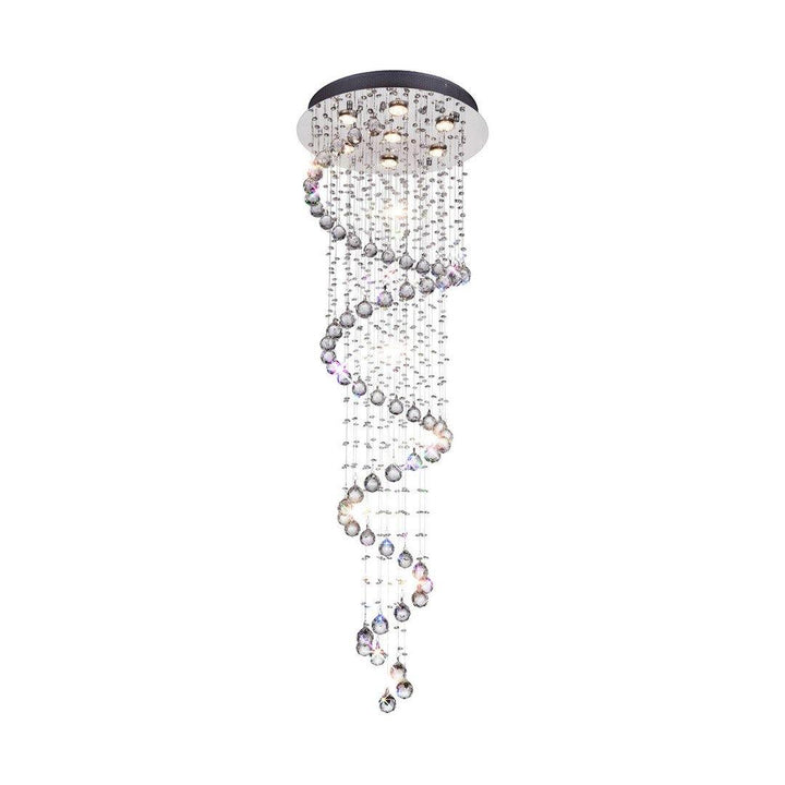 Chrome with Crystal Drop and Strand Spiral Chandelier - LV LIGHTING