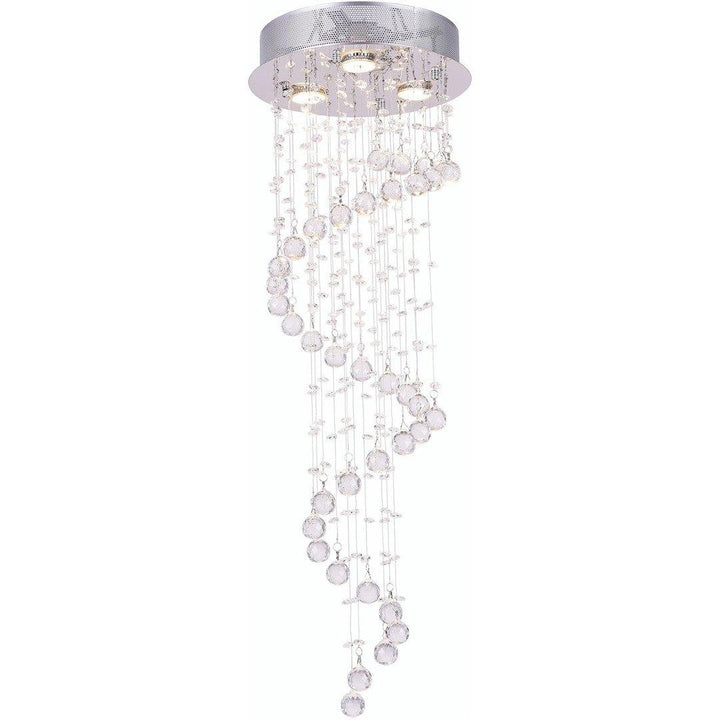 Chrome with Crystal Drop and Strand Spiral Chandelier - LV LIGHTING