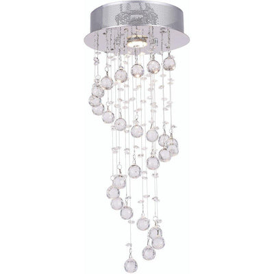 Chrome with Crystal Drop and Strand Spiral Chandelier - LV LIGHTING