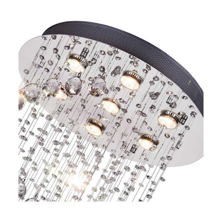 Chrome with Crystal Drop and Strand Spiral Chandelier - LV LIGHTING