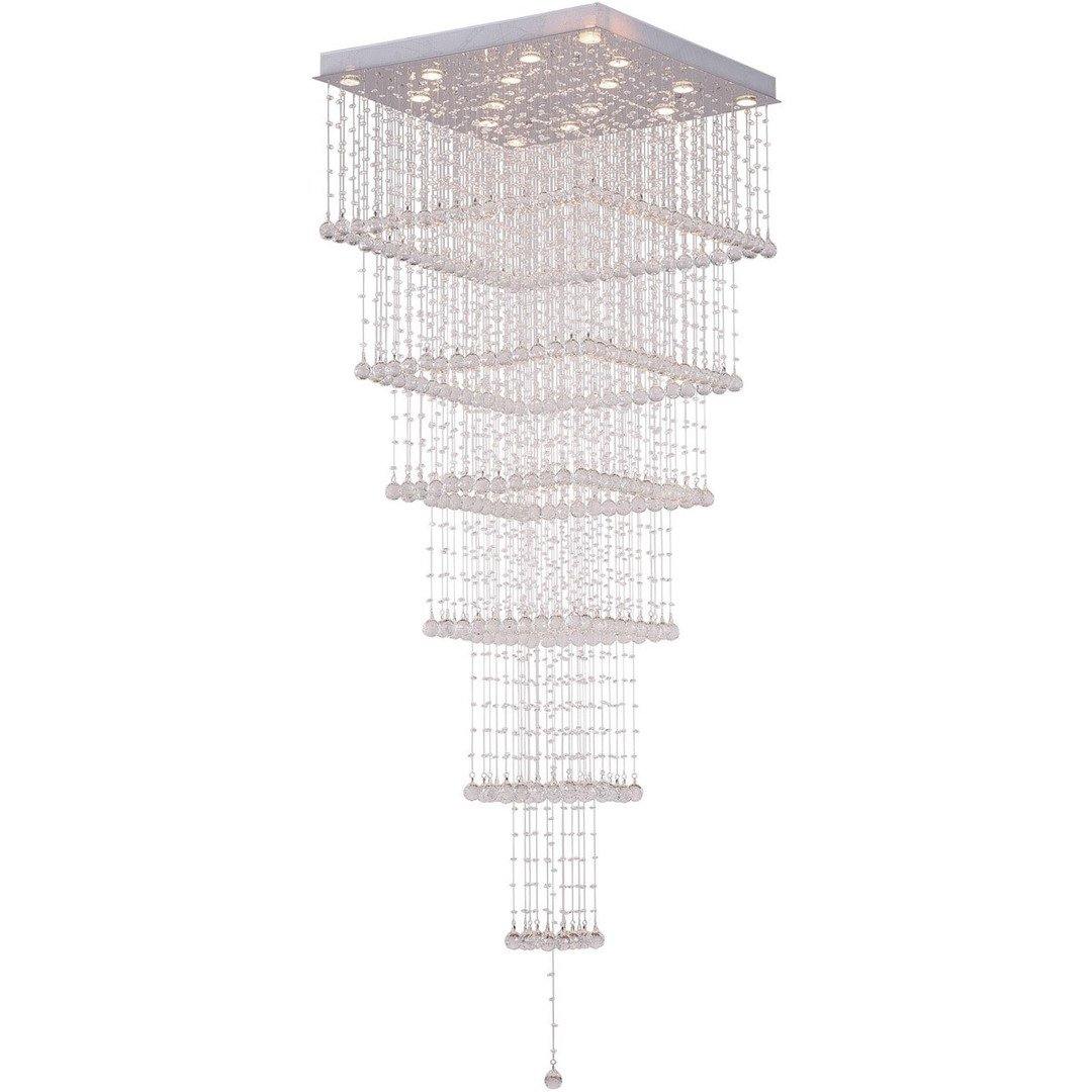 Chrome with Crystal Drop and Strand Square Chandelier - LV LIGHTING