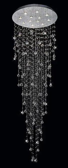 Chrome with Crystal Drop and Strand Raindrop Chandelier - LV LIGHTING