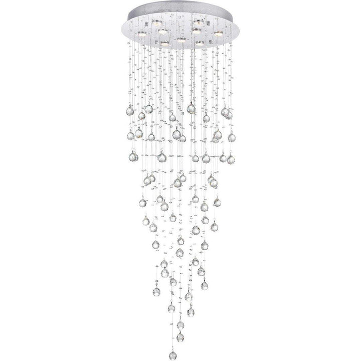 Chrome with Crystal Drop and Strand Raindrop Chandelier - LV LIGHTING