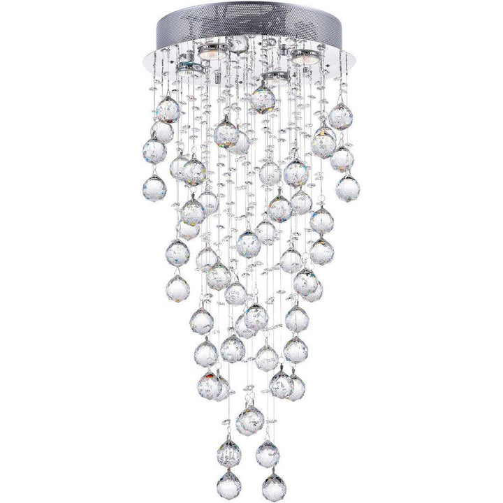 Chrome with Crystal Drop and Strand Raindrop Chandelier - LV LIGHTING