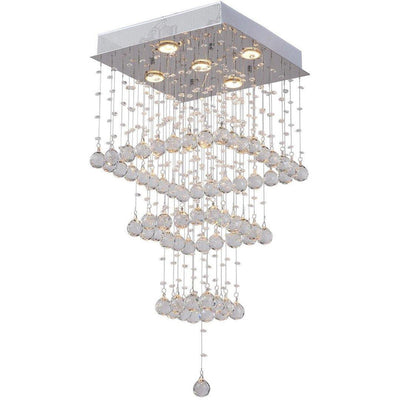 Chrome with Crystal Drop and Strand Square Chandelier - LV LIGHTING