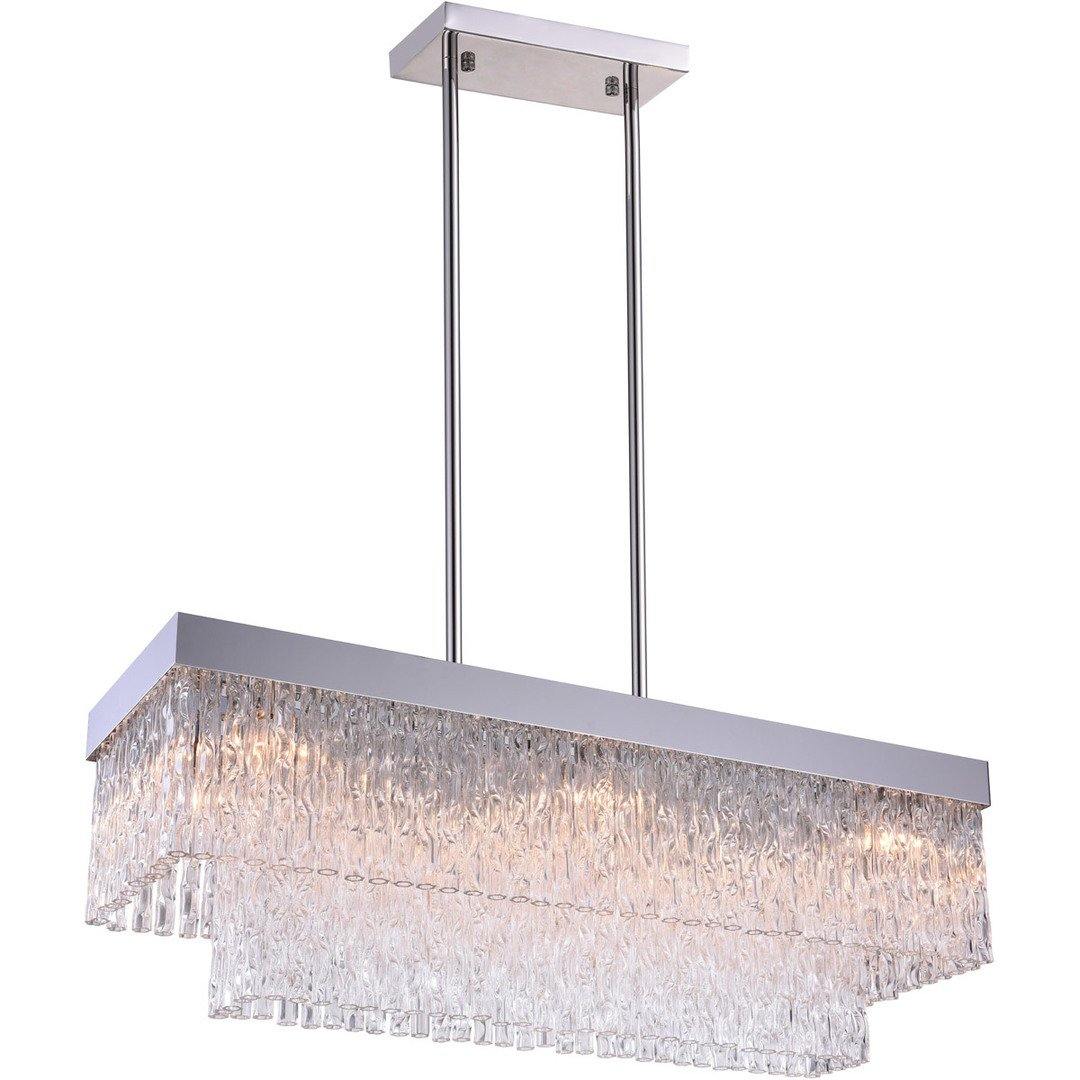 Chrome with Patterned Glass Tube Rectangular Linear Pendant - LV LIGHTING