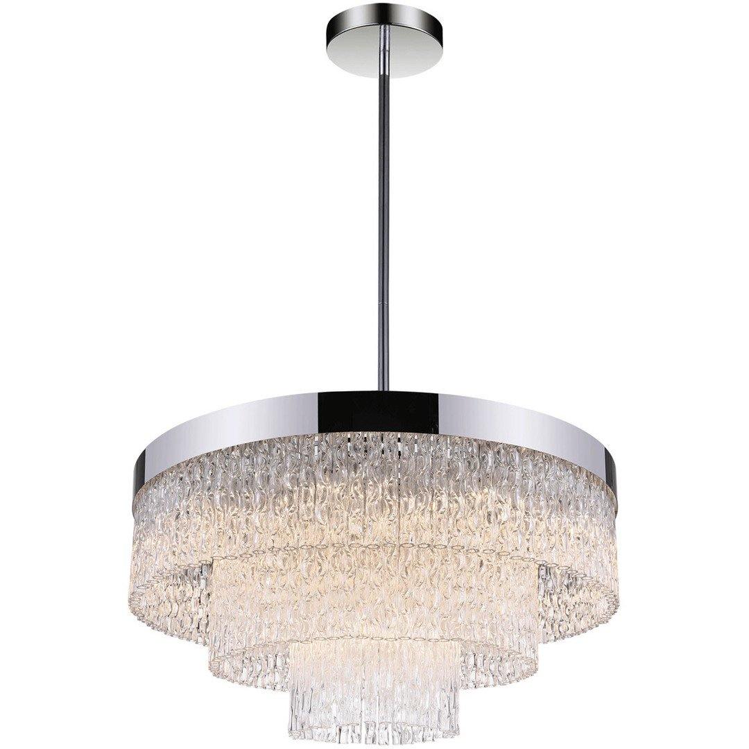 Chrome with Patterned Glass Tube Chandelier - LV LIGHTING