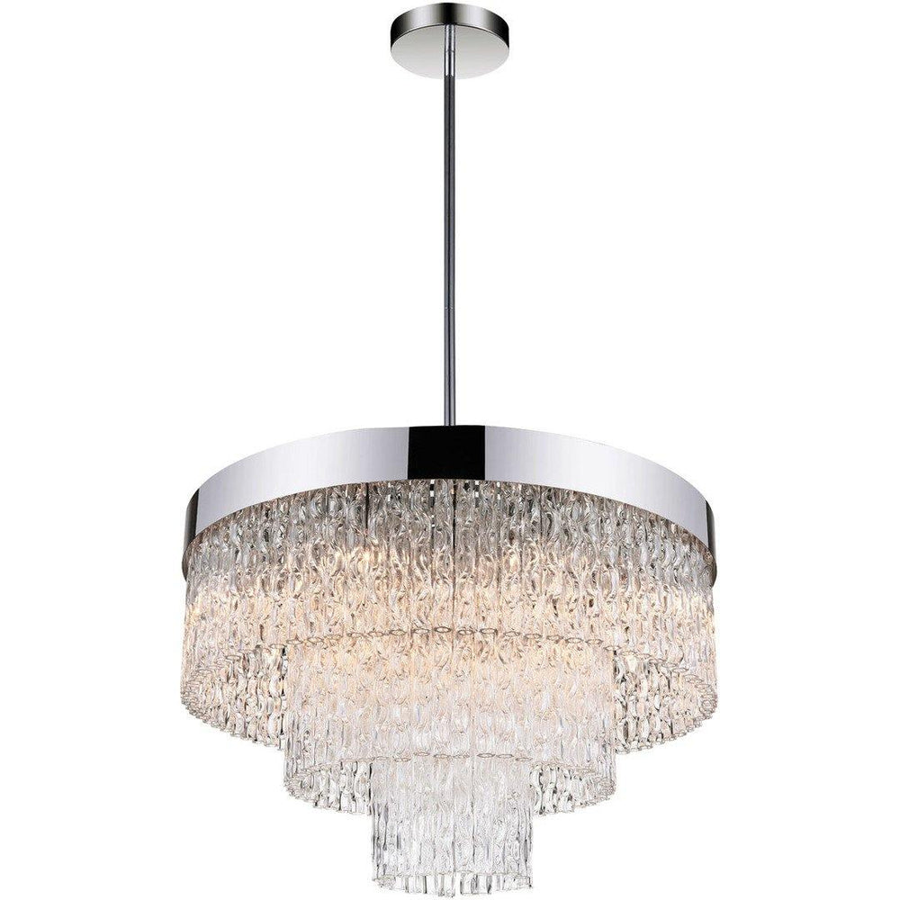 Chrome with Patterned Glass Tube Chandelier - LV LIGHTING