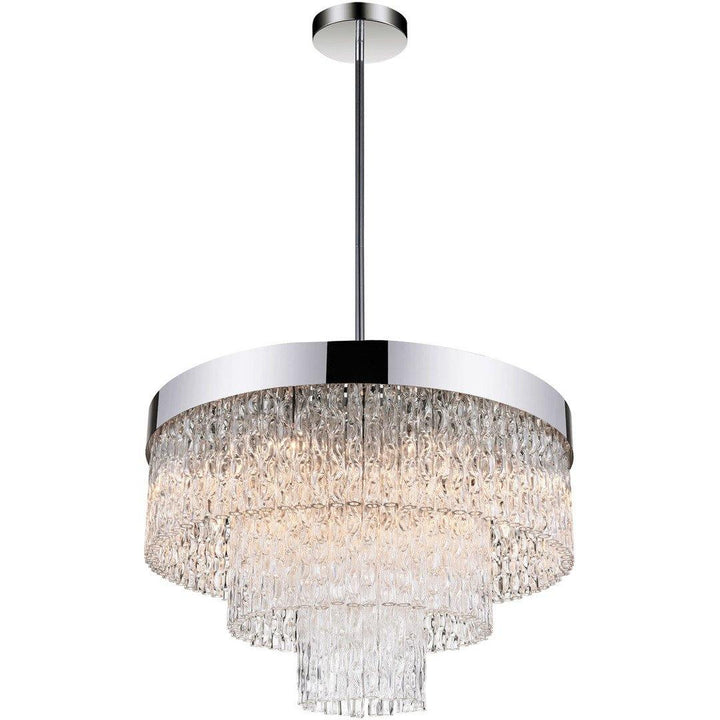 Chrome with Patterned Glass Tube Chandelier - LV LIGHTING