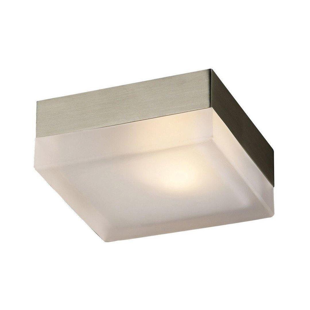 Satin Nickel with Frosted Glass Square Flush Mount - LV LIGHTING