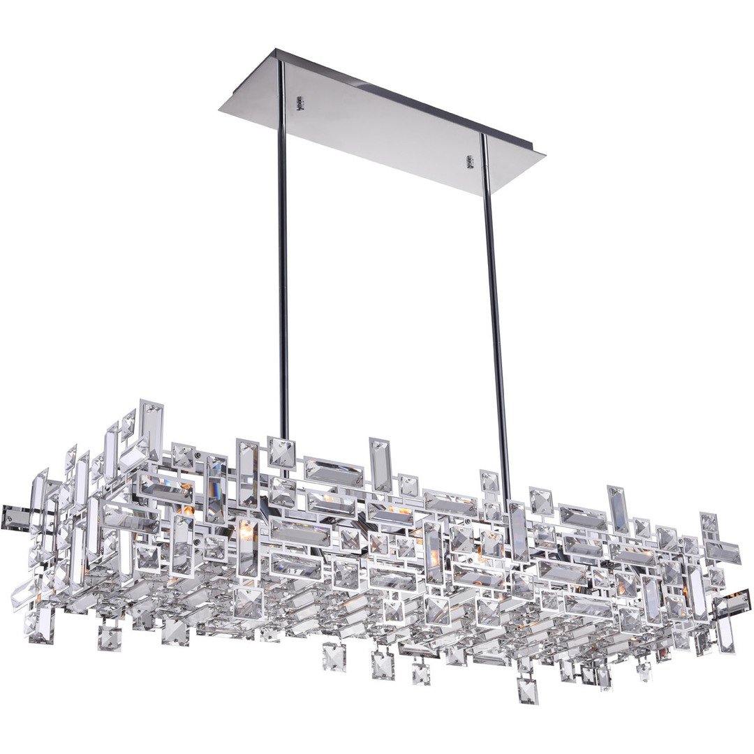 Chrome with Puzzled Crystal Linear Chandelier - LV LIGHTING