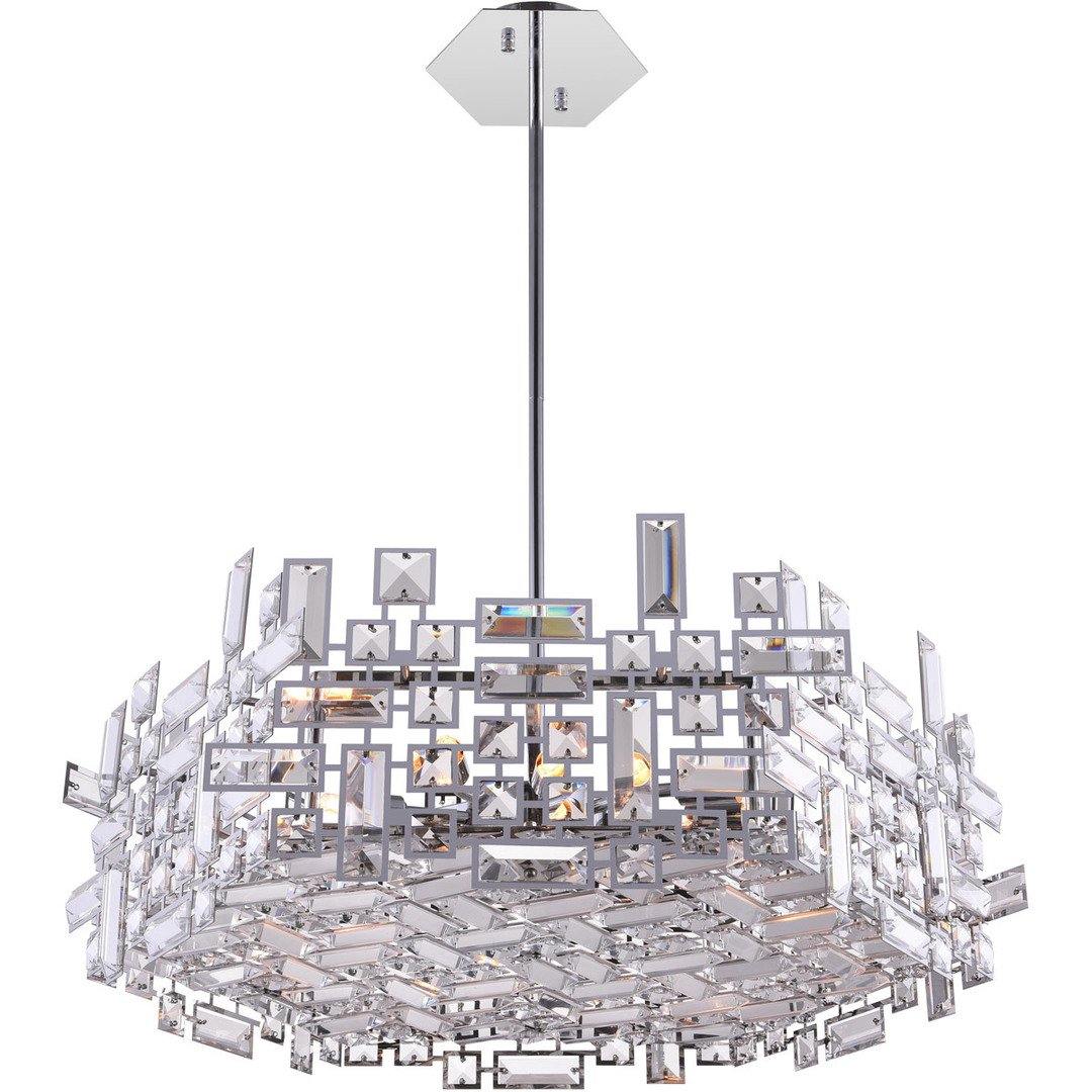 Chrome with Puzzled Crystal Hexagon Chandelier - LV LIGHTING