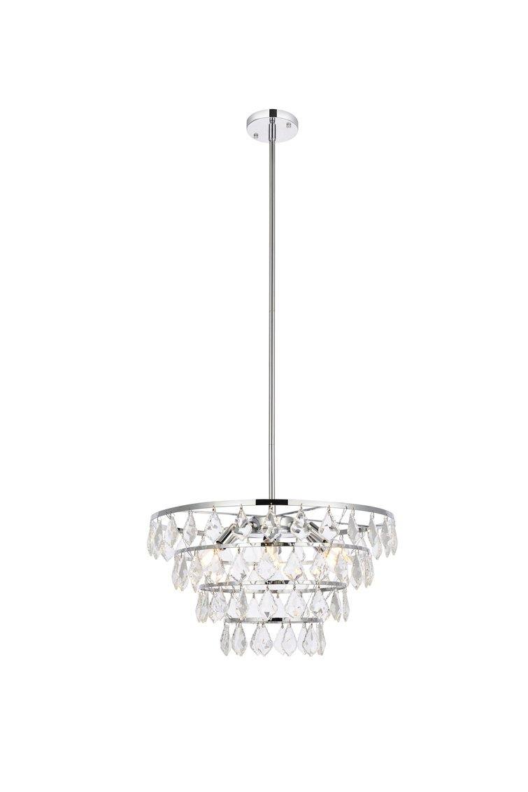 Steel Ring with Crystal Drop Chandelier - LV LIGHTING