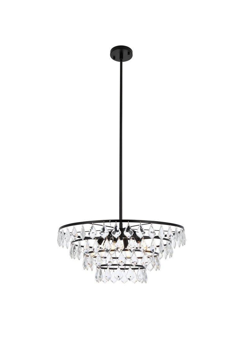 Steel Ring with Crystal Drop Chandelier - LV LIGHTING