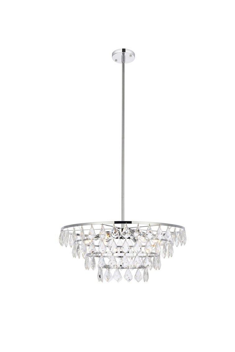 Steel Ring with Crystal Drop Chandelier - LV LIGHTING