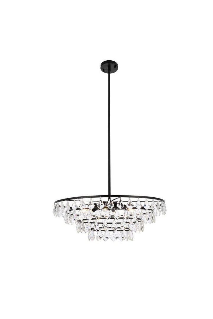 Steel Ring with Crystal Drop Chandelier - LV LIGHTING