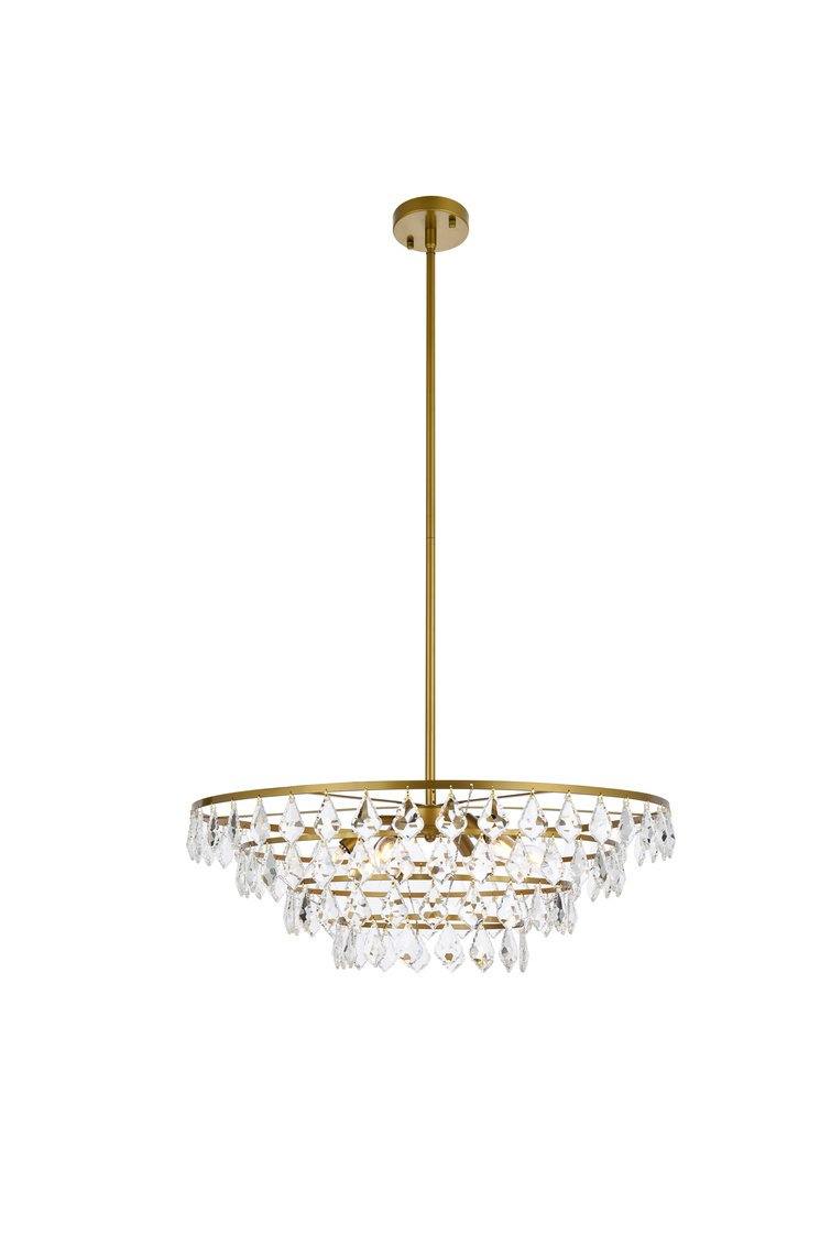 Steel Ring with Crystal Drop Chandelier - LV LIGHTING