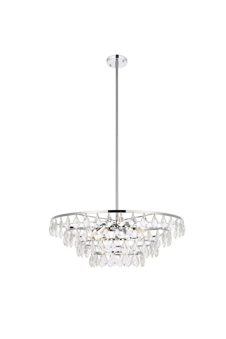 Steel Ring with Crystal Drop Chandelier - LV LIGHTING