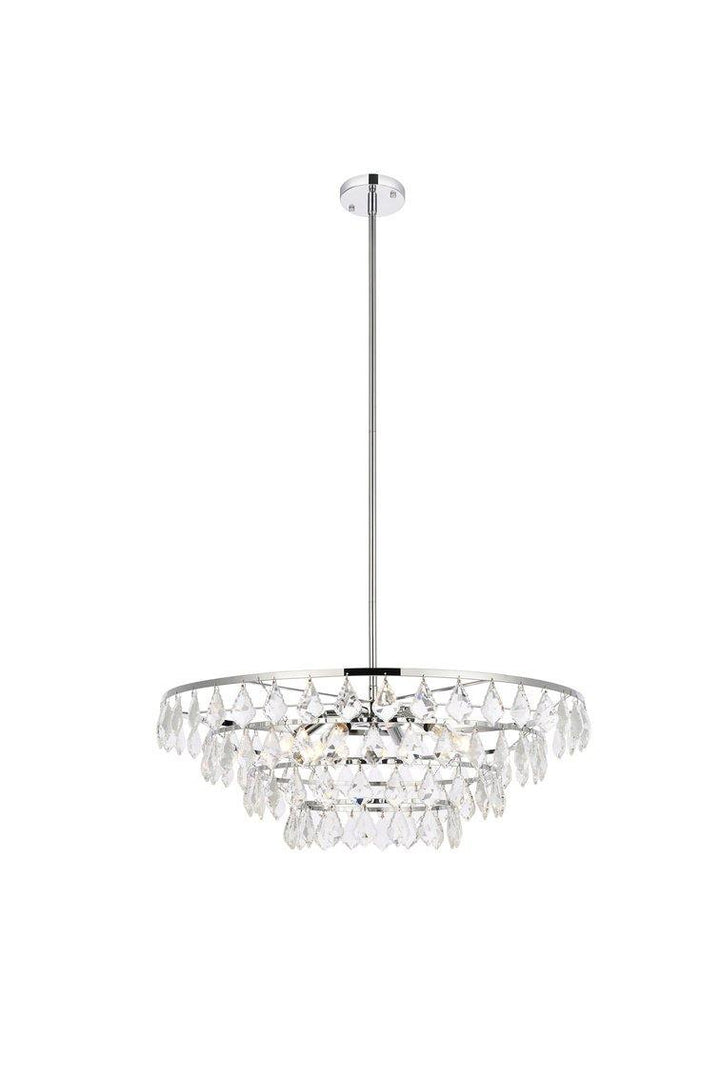 Steel Ring with Crystal Drop Chandelier - LV LIGHTING