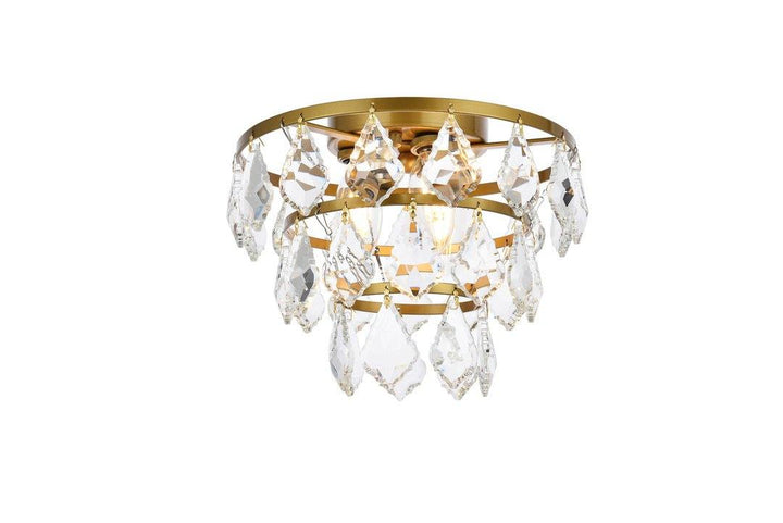 Steel Ring with Crystal Drop Flush Mount - LV LIGHTING