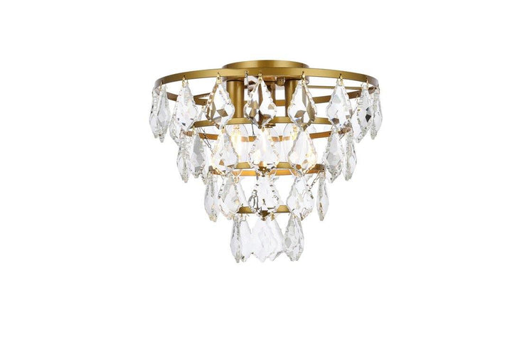 Steel Ring with Crystal Drop Flush Mount - LV LIGHTING