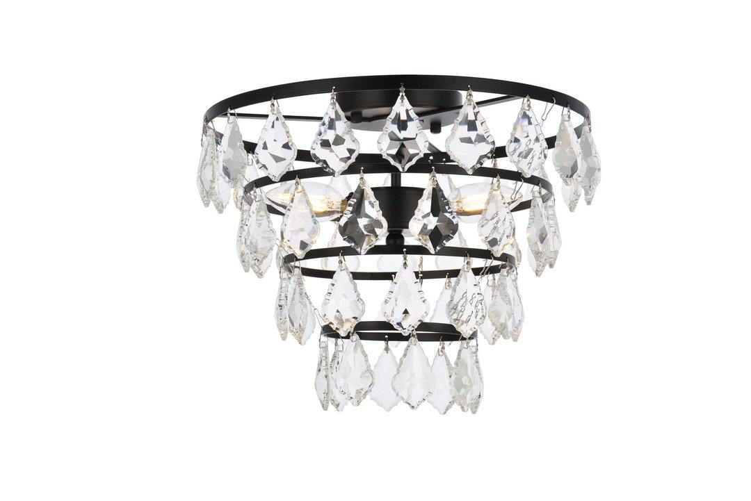 Steel Ring with Crystal Drop Flush Mount - LV LIGHTING