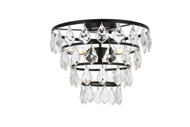 Steel Ring with Crystal Drop Flush Mount - LV LIGHTING