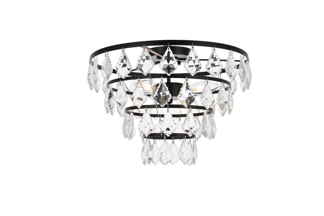 Steel Ring with Crystal Drop Flush Mount - LV LIGHTING