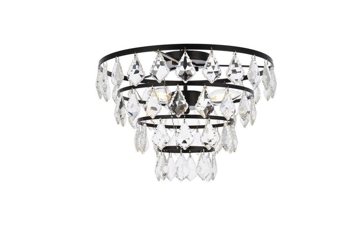 Steel Ring with Crystal Drop Flush Mount - LV LIGHTING