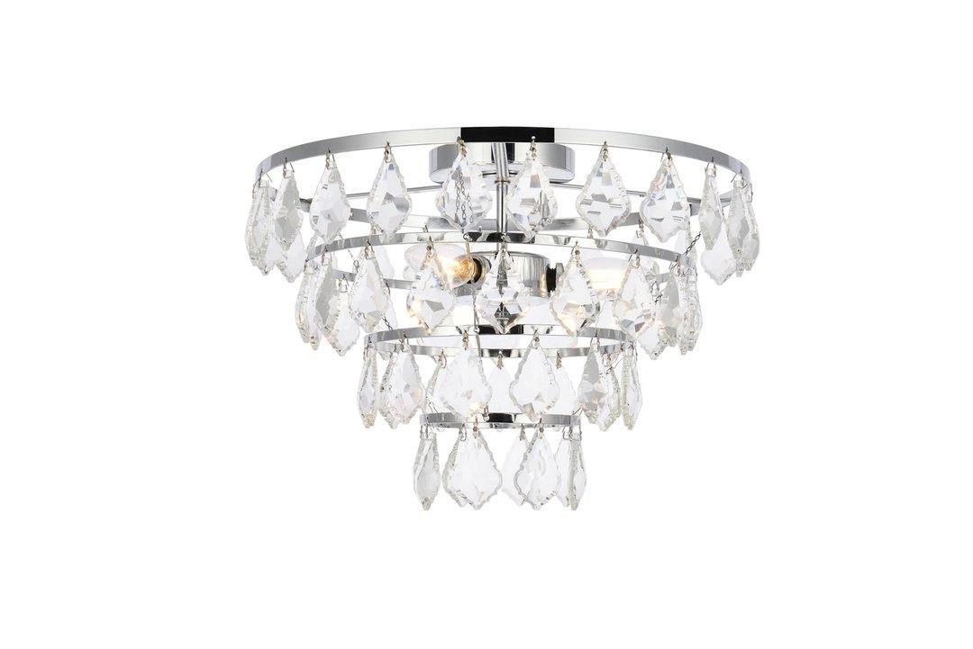 Steel Ring with Crystal Drop Flush Mount - LV LIGHTING