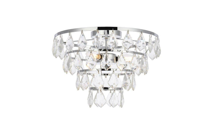 Steel Ring with Crystal Drop Flush Mount - LV LIGHTING