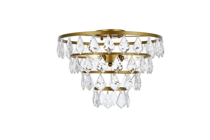 Steel Ring with Crystal Drop Flush Mount - LV LIGHTING