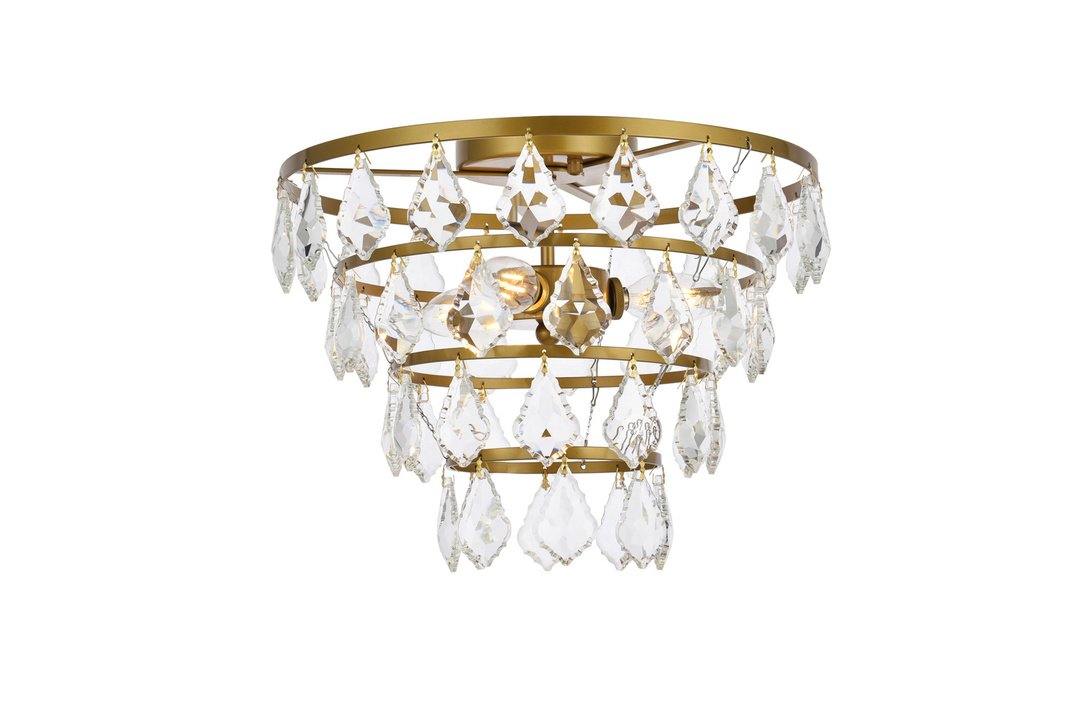 Steel Ring with Crystal Drop Flush Mount - LV LIGHTING